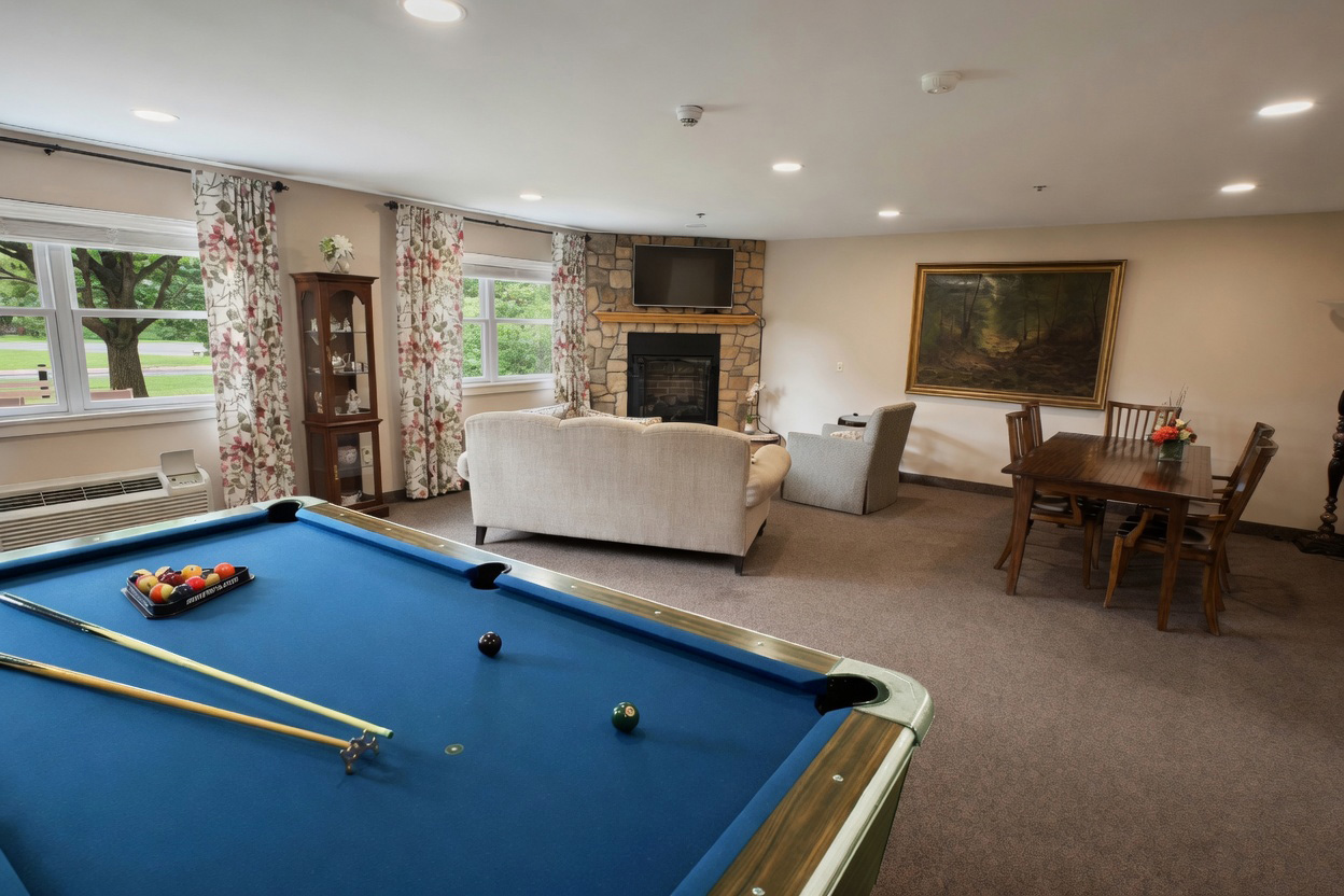 Pool table and activity at the Meadows